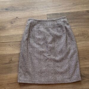 Classic Brown Herringbone Pencil Skirt